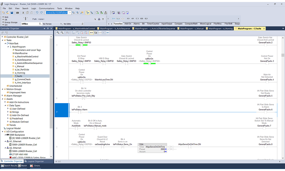 PLC programming to control fridge trim riveter cell