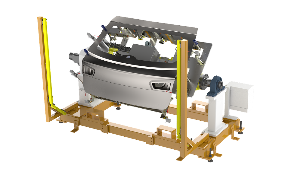 Rotary indexer with a fixture handling tailgate and glass