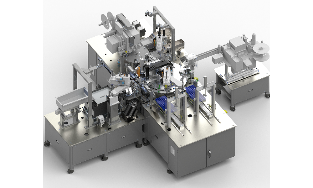 CAD Rendering of Automation Cell for Vial Capping and Filling