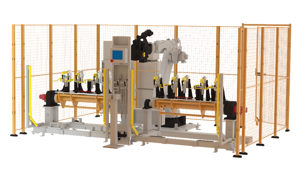 Automated spot welding cell 3D rendered