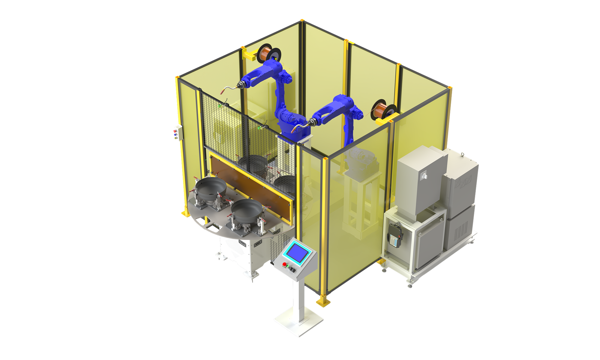 Robotic MIG welding system for boiler lid.